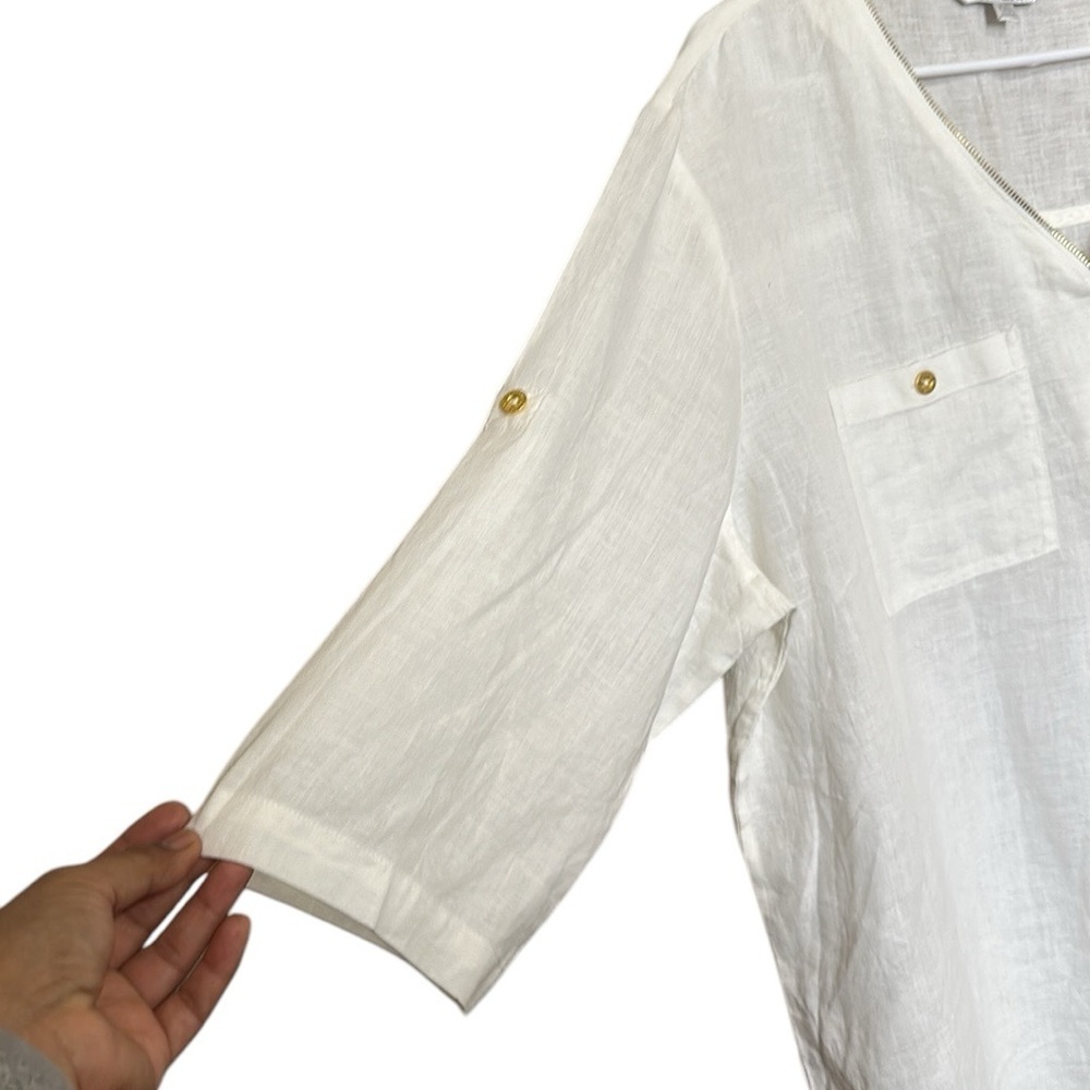 Ellen Tracy Roll up sleeve 100% Linen Shirt Color
Chalk XXL - Picture 6 of 10